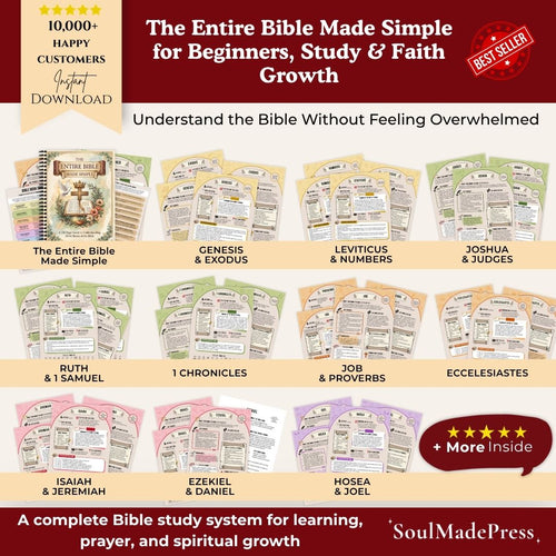 ✝️ Bible Study Workbook & Christian Faith Journal – Scripture Study Guide, Prayer Planner & Bible Learning Workbook