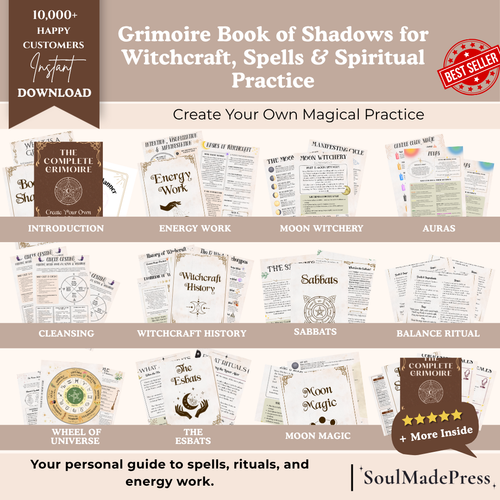 Grimoire Book of Shadows Printable Workbook – Witchcraft Journal, Spell Book, Ritual Planner & Spiritual Magic Workbook