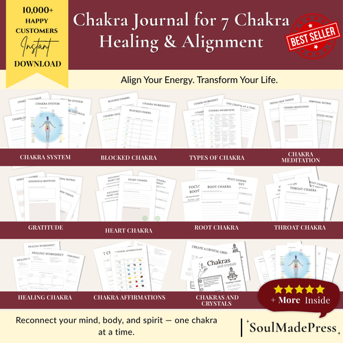 Chakra Healing Journal & Planner Printable – 7 Chakra Balancing, Meditation, Affirmations & Energy Workbook (Spiritual Self Care Guide)