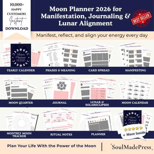 2026 Moon Planner & Journal – Lunar Calendar, Manifestation Planner, Moon Phase Tracker, Spiritual Growth & Self Reflection Workbook