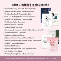 Ultimate Wedding Planner Bundle Printable - Wedding Planner, Budget Tracker, Invitations, Canva Templates & Wedding Planning Toolkit