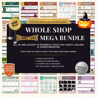 Halloween Witchcraft Printables Bundle 2026-2027 – Grimoire, Book of Shadows, Tarot, Moon Planner & Crystal Cards