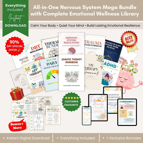 Ultimate Nervous System Regulation Bundle Printable – Somatic Therapy, Trauma Healing, Anxiety Relief, Emotional Regulation & Mental Wellness Workbooks