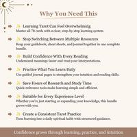 Ultimate Tarot Learning Bundle: Tarot Guidebook, Cheat Sheet, Journal, 78 Card Meanings & Tarot Spreads, free bonus