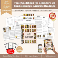 Ultimate Tarot Learning Bundle: Tarot Guidebook, Cheat Sheet, Journal, 78 Card Meanings & Tarot Spreads, free bonus